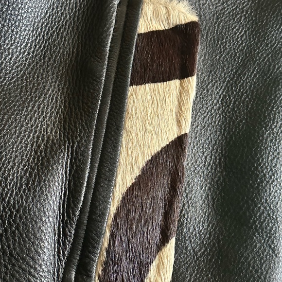 HEAVY Leather jacket- BULL HIDE and (faux) zebra hair - Picture 5 of 16